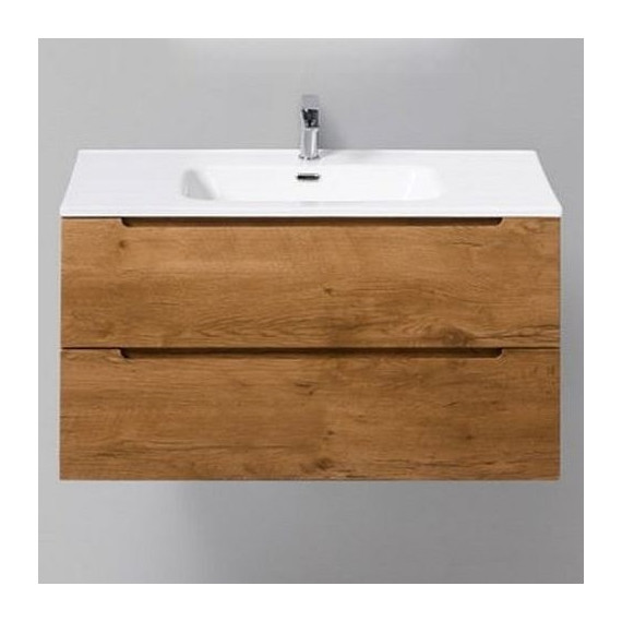 Тумба подвесная с раковиной BelBagno ETNA-900-2C-SO-RN-P 90 см, Rovere Nature, Цвет фасада: Rovere Nature - фото 