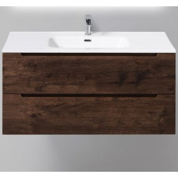 Тумба подвесная с раковиной BelBagno ETNA-1000-2C-SO-RW-P 100 см, Rovere Moro, Цвет фасада: Rovere Moro - фото 