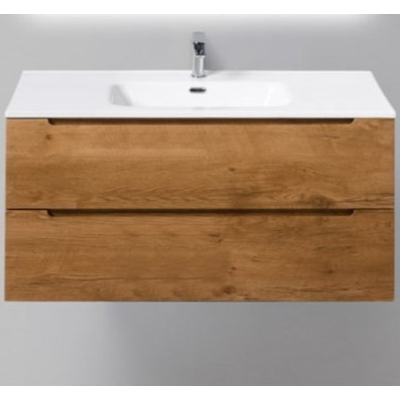 Тумба подвесная с раковиной BelBagno ETNA-1000-2C-SO-RN-P 100 см, Rovere Nature, Цвет фасада: Rovere Nature - фото 