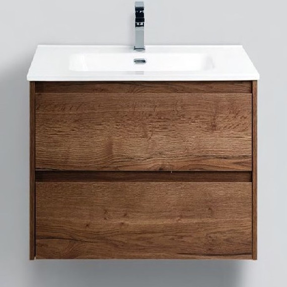 Тумба подвесная с раковиной BelBagno KRAFT-600-2C-SO-RT 60 см, Rovere Tabacco, Цвет фасада: Rovere Tabacco - фото 