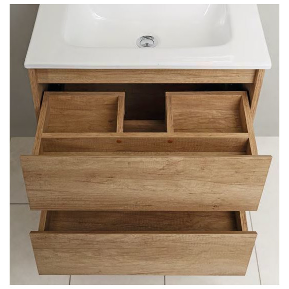 Тумба подвесная с раковиной BelBagno KRAFT-700-2C-SO-RNN 70 см, Rovere Nebrasca Nature - фото 3