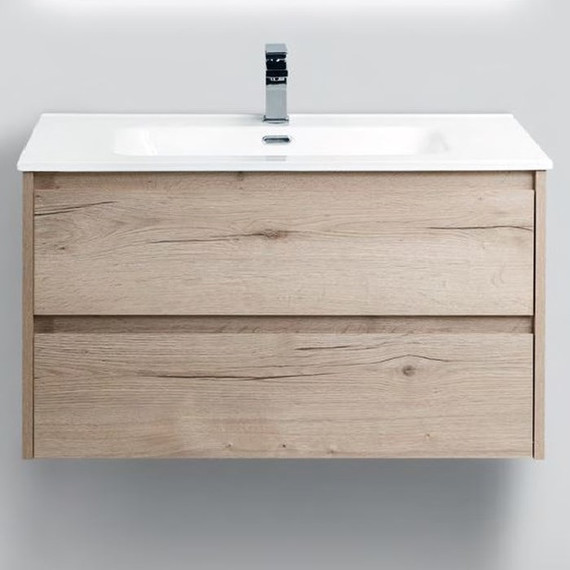 Тумба подвесная с раковиной BelBagno KRAFT-900-2C-SO-RGB 90 см, Rovere Galifax Bianco - фото 