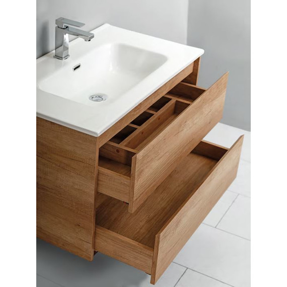 Тумба подвесная с раковиной BelBagno KRAFT-900-2C-SO-RNN 90 см, Rovere Nebrasca Nature - фото 4