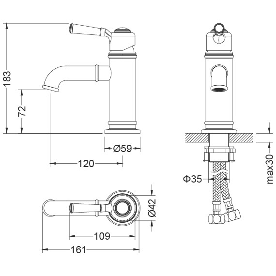 Смеситель для раковины Timo Arisa 5361/02F, антик - фото 5