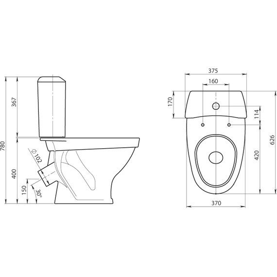 Унитаз-компакт Santeri Вест 1.P201.8.S00.00B.F с крышкой полипропилен - фото 4