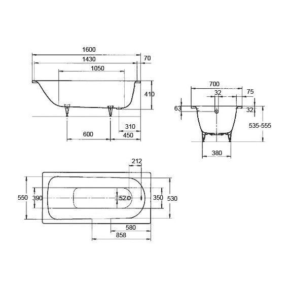 Ванна стальная Kaldewei Saniform Plus 160х70 см mod. 362-1 easy-clean 111700013001 - фото 9