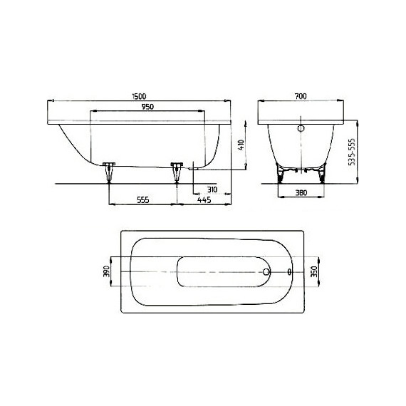 Ванна стальная Kaldewei Saniform Plus 150х70 см mod. 361-1 easy-clean 111600013001 - фото 8