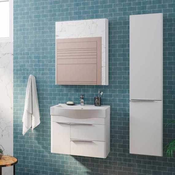 Тумба подвесная с раковиной Акватон Беверли 65 см 1A2353K0BV010, белый - фото 6