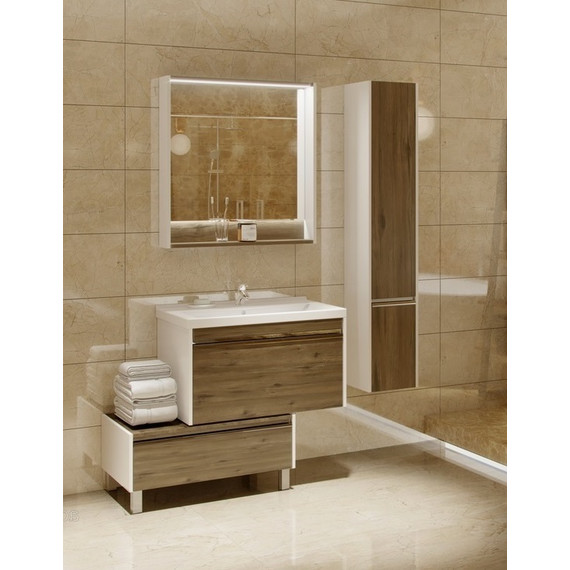 Пенал подвесной Акватон Капри 30 см 1A230503KPDBR, белый/таксония темная - фото 6