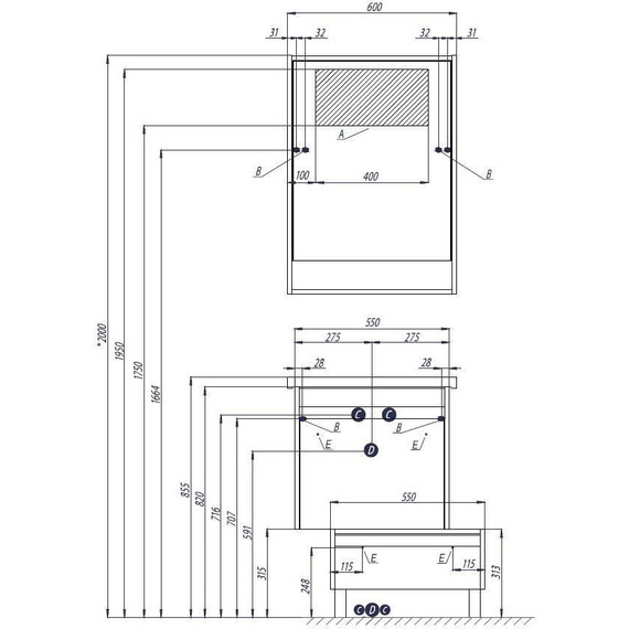 Зеркало-шкаф Акватон Капри 60 см 1A230302KPDA0, белый/бетон пайн - фото 5