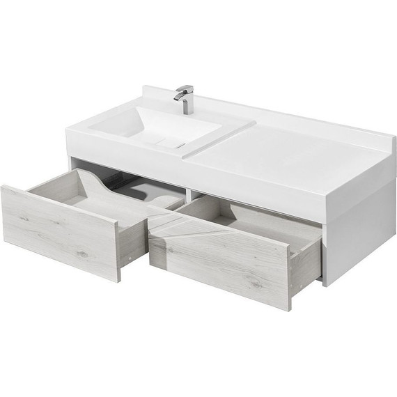 Тумба подвесная с раковиной Акватон Сакура 120 см 1A2197K1SKW80, белый/ольха наварра - фото 5