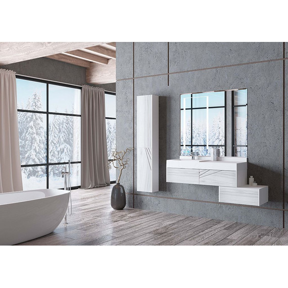 Пенал подвесной Акватон Сакура 33 см 1A219903SKW8L, белый/ольха наварра - фото 7