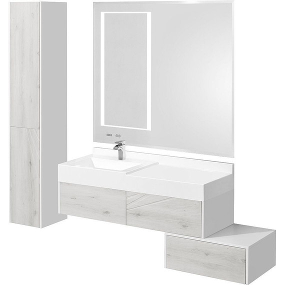 Тумба подвесная с раковиной Акватон Сакура 100 см 1A2349K1SKW80, белый/ольха наварра - фото 5