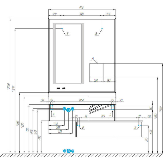 Тумба подвесная с раковиной Акватон Сакура 100 см 1A2349K1SKW80, белый/ольха наварра - фото 6