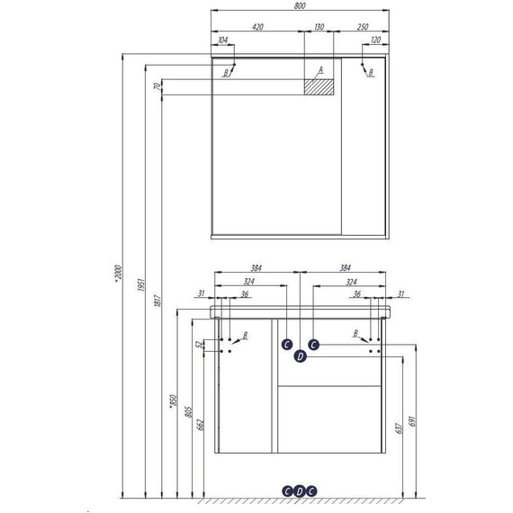 Зеркало-шкаф Акватон Стоун 80 см 1A228302SX850, сосна арлингтон - фото 5