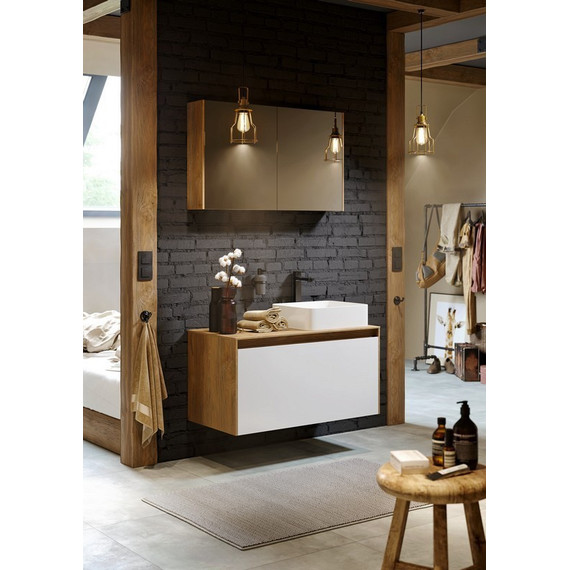 Тумба подвесная со столешницей Aqwella 5 Stars Mobi 100 см MOB0110DB/MOB0710W, дуб балтийский/белый - фото 5