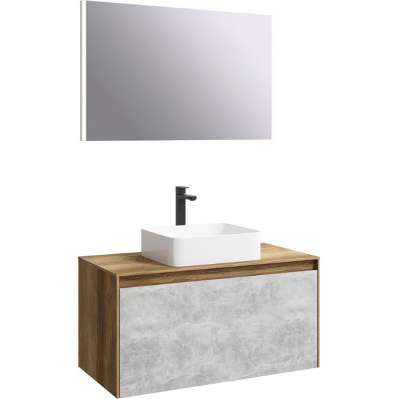 Тумба подвесная со столешницей Aqwella 5 Stars Mobi 100 см MOB0110DB/MOB0710BS, дуб балтийский/бетон светлый - фото 5