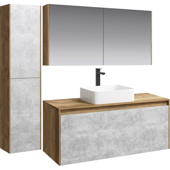 Тумба подвесная со столешницей Aqwella 5 Stars Mobi 120 см MOB0112DB/MOB0712BS, дуб балтийский/бетон светлый - фото 3