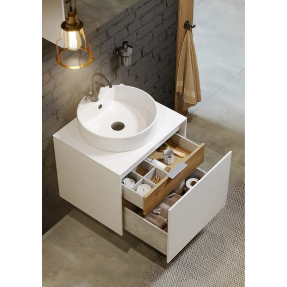 Тумба подвесная со столешницей Aqwella 5 Stars Mobi 80 см MOB0108W/MOB0708W, белый, Цвет фасада: белый - фото 5