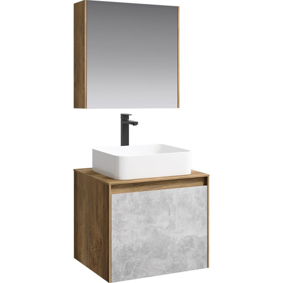 Тумба подвесная со столешницей Aqwella 5 Stars Mobi 60 см MOB0106DB/MOB0706BS, дуб балтийский/бетон светлый - фото 5