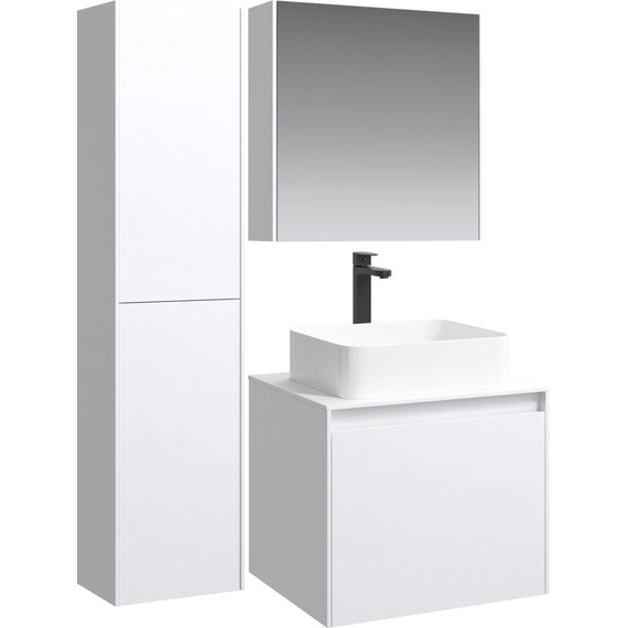 Тумба подвесная со столешницей Aqwella 5 Stars Mobi 60 см MOB0106W/MOB0706W, белый - фото 6