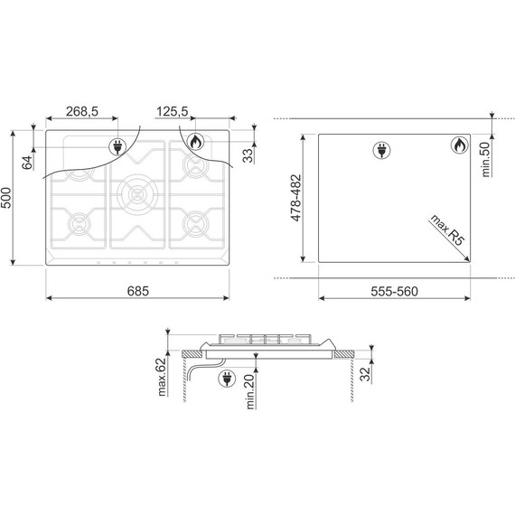 Газовая варочная поверхность Smeg Victoria SR975NGH - фото 2