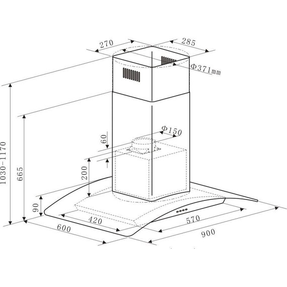 Вытяжка Maunfeld Ancona PlusA Isla 90, нержавеющая сталь (прозрачное стекло) - фото 2