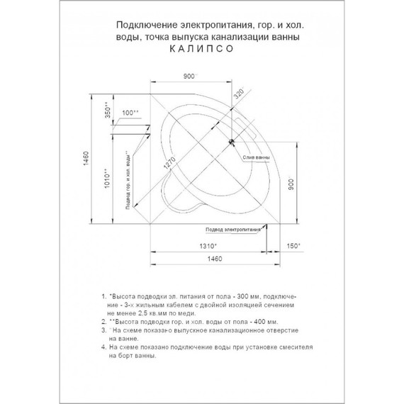 Ванна гидромассажная Aquatek Калипсо 146x146 см - фото 6