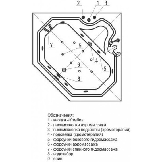 Ванна гидромассажная Aquatek Лира 150x150 см - фото 5