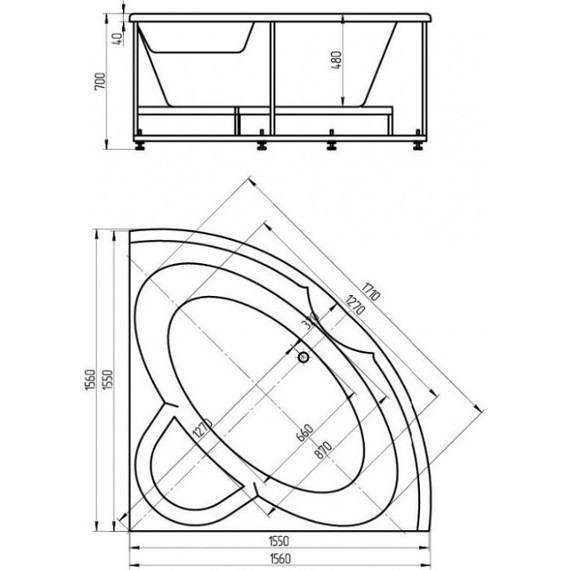 Ванна гидромассажная Aquatek Поларис 155x155 см - фото 5