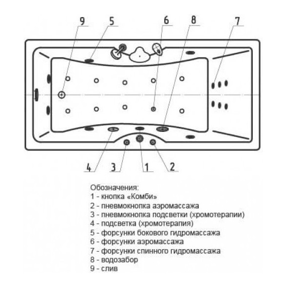 Ванна гидромассажная Aquatek Феникс 170x75 см - фото 5