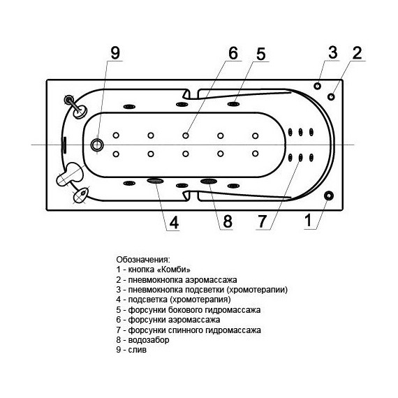 Ванна гидромассажная Aquatek Лея 170x75 см - фото 4