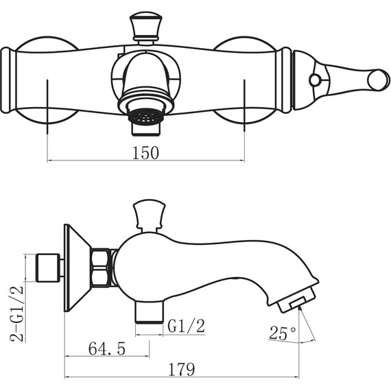 Смеситель для ванны BelBagno Tiffanny TIF-VASM-CRM - фото 2