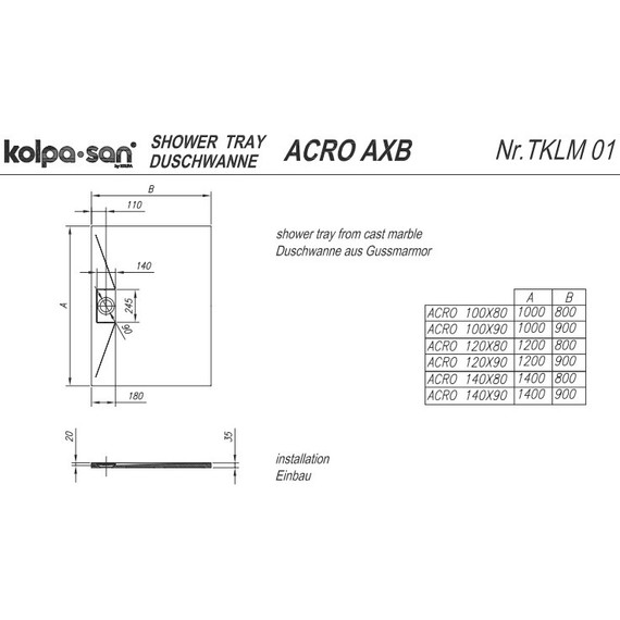 Мраморный поддон Kolpa-San Acro 100х80 см - фото 3