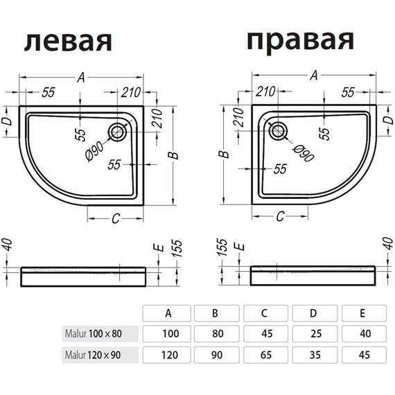 Поддон акриловый Kolpa-San Malur 100х80 см R - фото 3