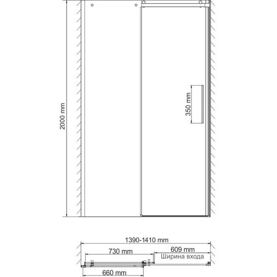 Душевая дверь WasserKraft Dinkel 140 см 58R31, хром/прозрачное - фото 5