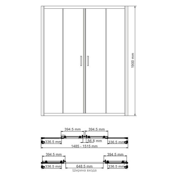 Душевая дверь WasserKraft Lippe 150 см 45S08, хром/прозрачное - фото 4