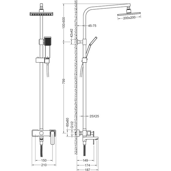 Душевая стойка Timo Torne SX-4320/03, черный - фото 9