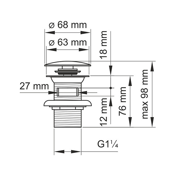 Донный клапан WasserKraft A080, черный - фото 2