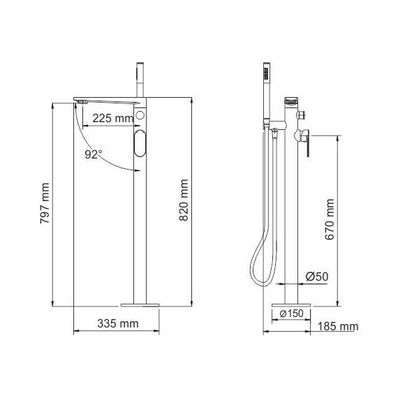 Смеситель для ванны WasserKraft Dinkel 5821 - фото 6