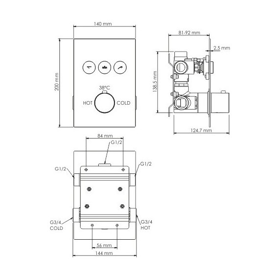Смеситель для ванны с термостатом WasserKraft Neime 1944 Thermo - фото 2