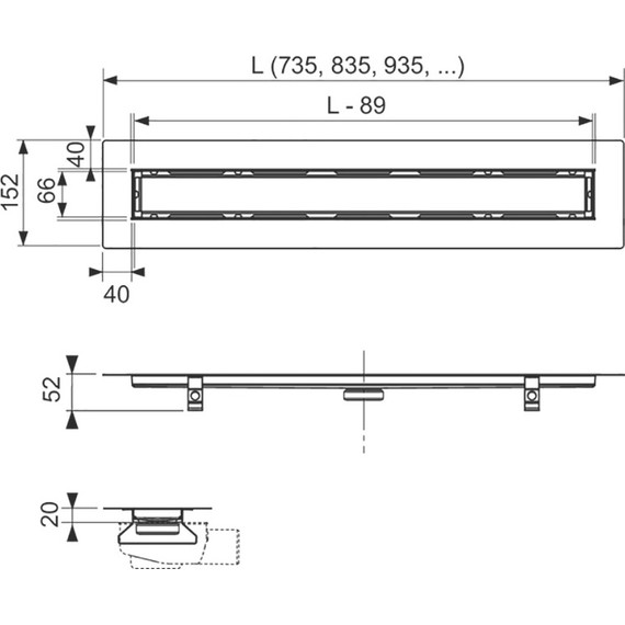 Трап для укладки натурального камня TECEdrainline 150 см 651500, нержавеющая сталь (под плитку), Цвет производителя: хром, Размер трапа: 550 - фото 5
