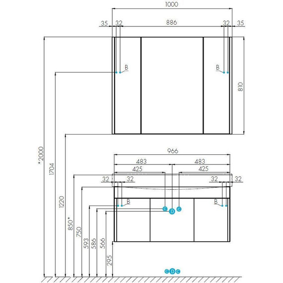 Тумба подвесная с раковиной Акватон Беверли 100 см 1A2367K0BV010, белый - фото 14