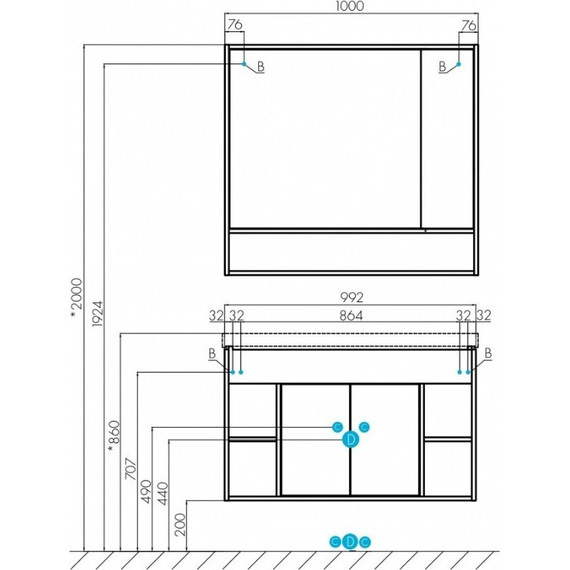 Тумба подвесная с раковиной Акватон Флай 100 см 1A2375K0FAX10, белый/дуб крафт - фото 7