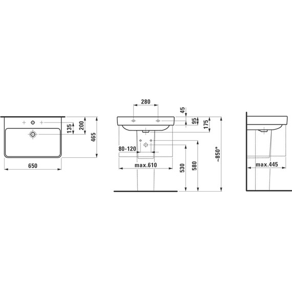 Раковина подвесная Laufen Pro S 65 см 8.1096.4.000.104.1 - фото 10