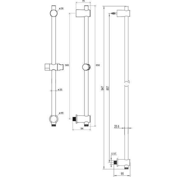Душевая штанга Ravak 60 см X07P342 - фото 2