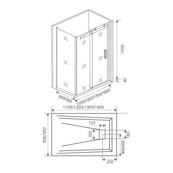 Душевое ограждение Bas Galaxy WTW+SP C-CH 140х80 см, хром/прозрачное - фото 6