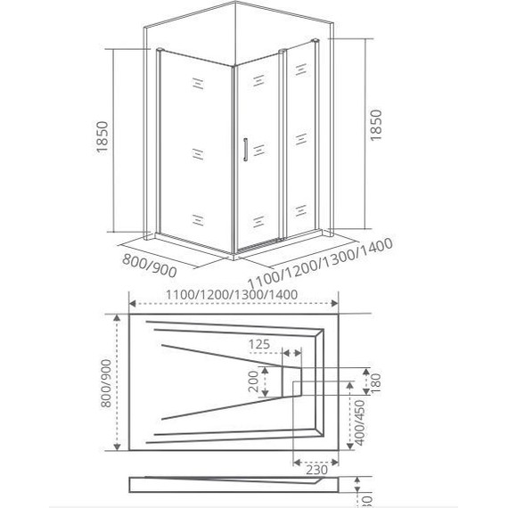 Душевое ограждение Bas Infinity WTW+SP G-CH 130х80 см, хром/матовое - фото 4