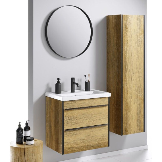 Тумба подвесная с раковиной Aqwella Fargo 60 см FRG0106DB, дуб балтийский - фото 5