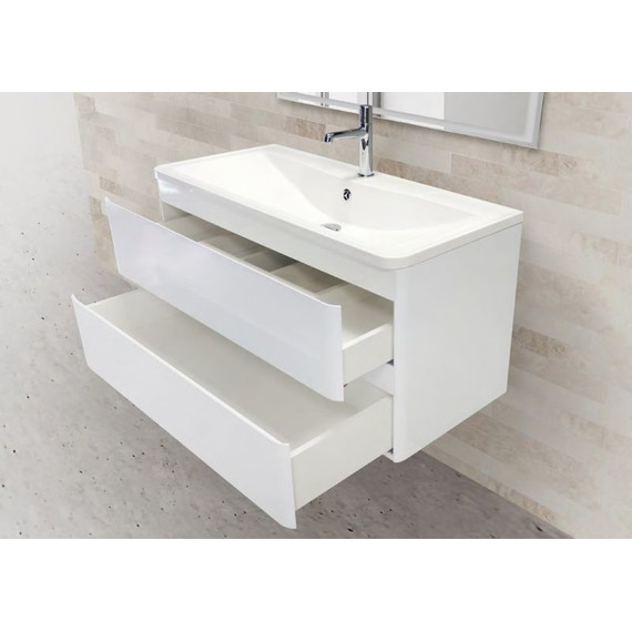 Тумба подвесная с раковиной BelBagno ALBANO-1000-2C-SO-BL 100 см, Bianco Lucido, Цвет фасада: Bianco Lucido - фото 3